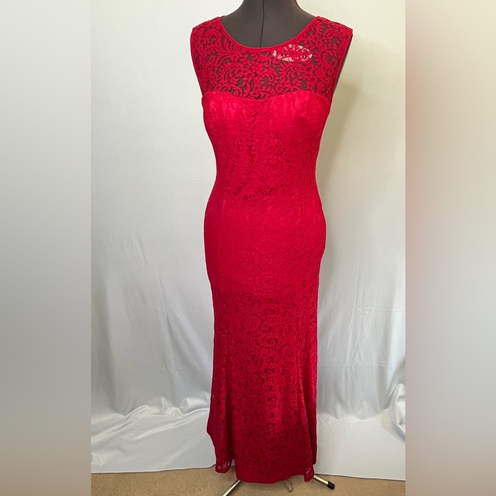 Betsy & Adam Red Lace Dress